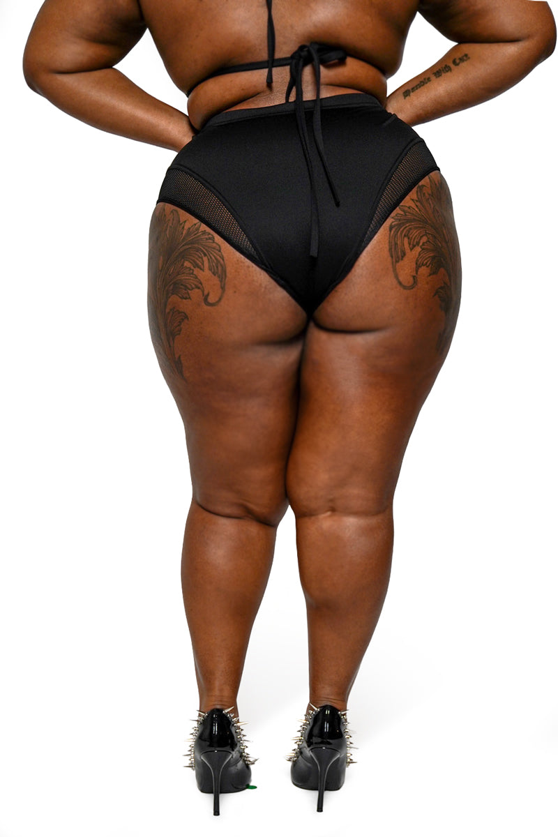 womens plus size high waisted fishnet bikini bottoms