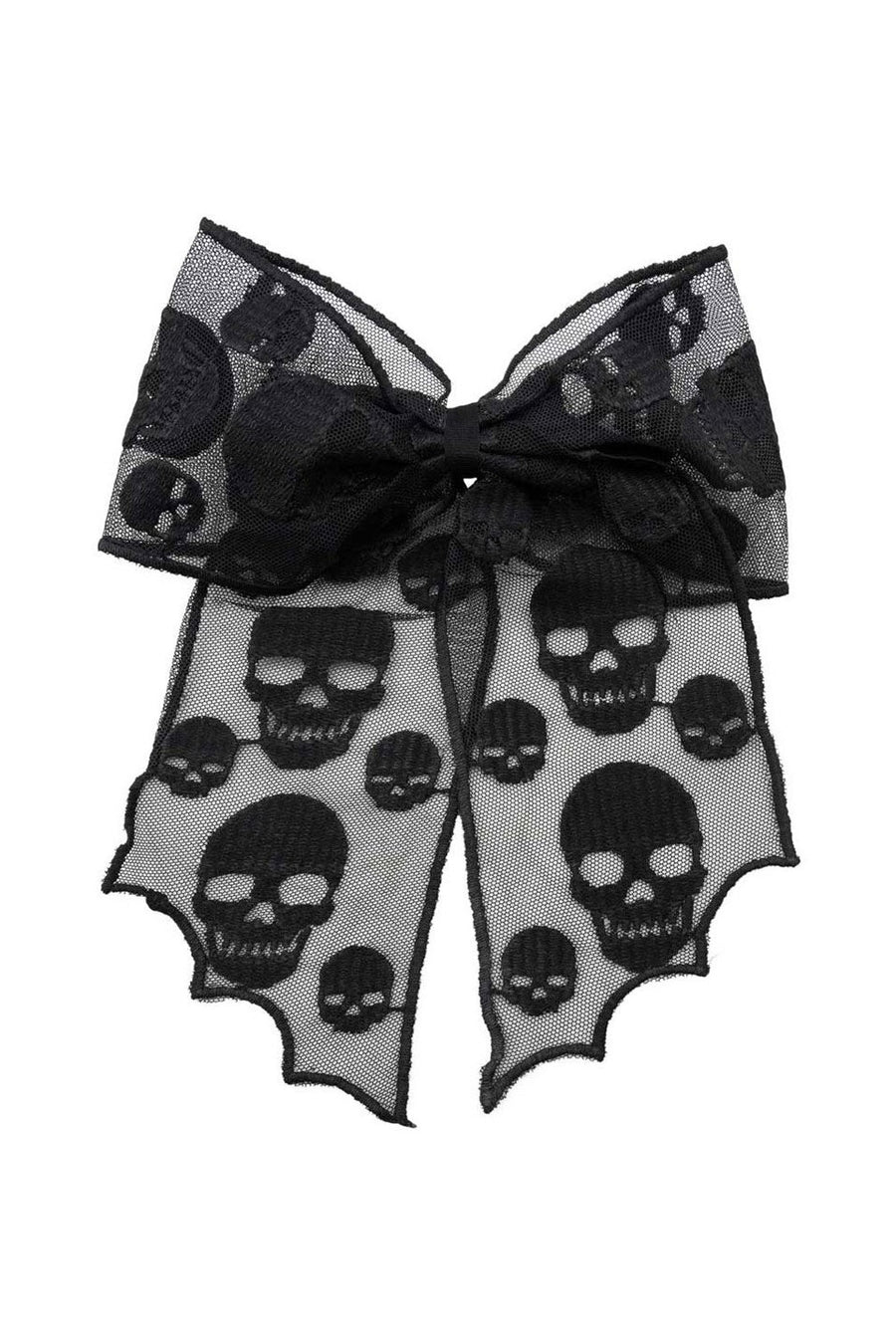 embroidered skull hair bow clip