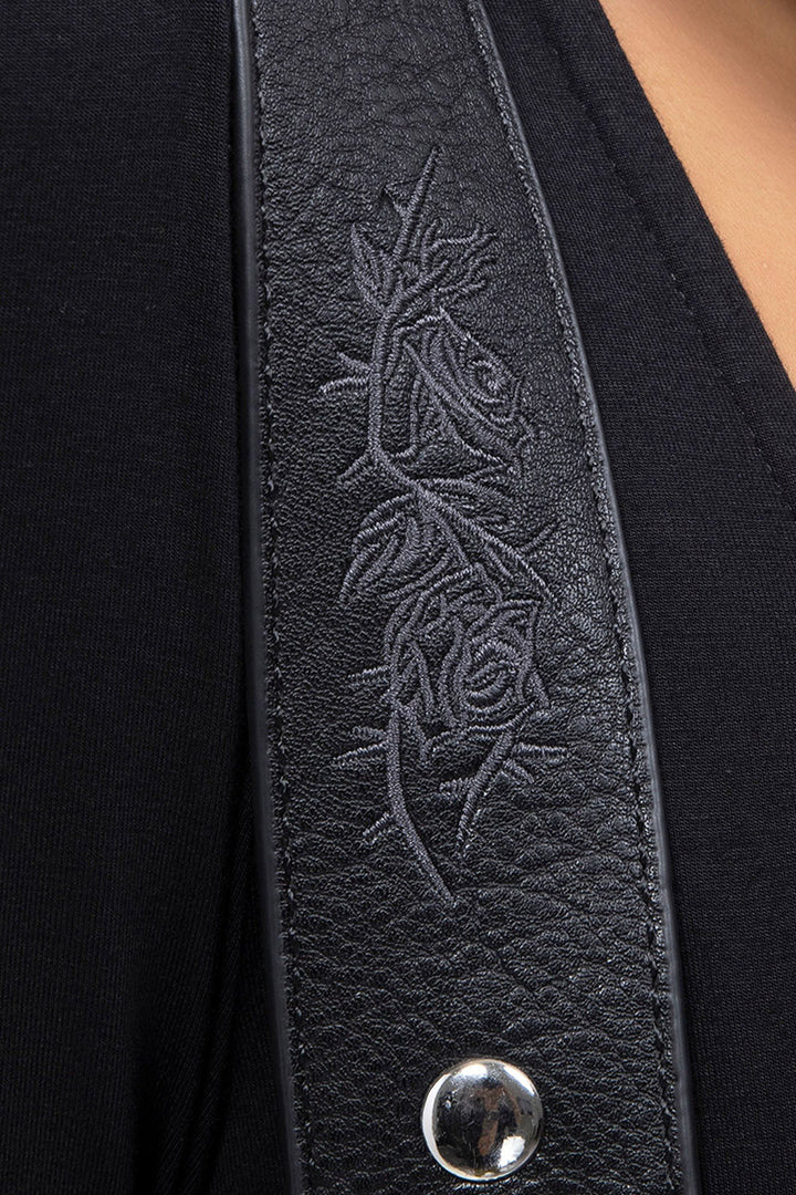 embroidered rose flower belted harness