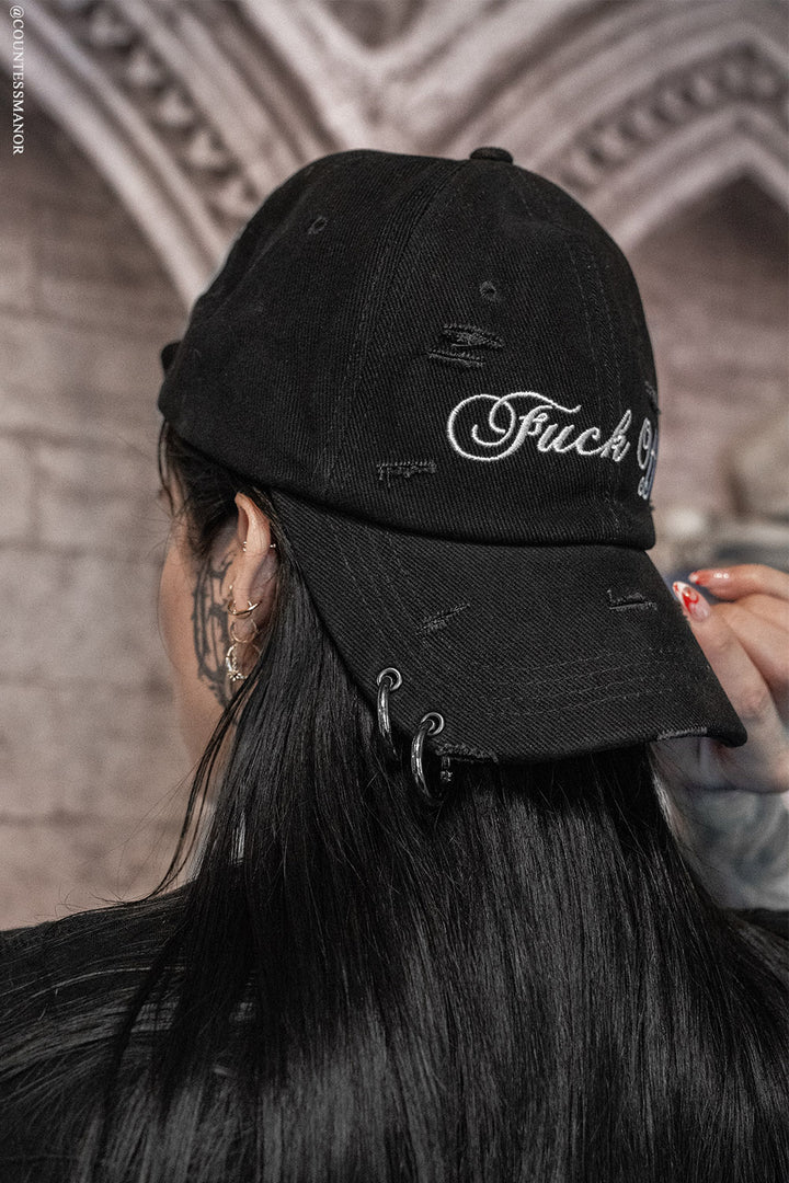embroidered swear word punk rock hat