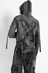 mens skull hoodie with spikes