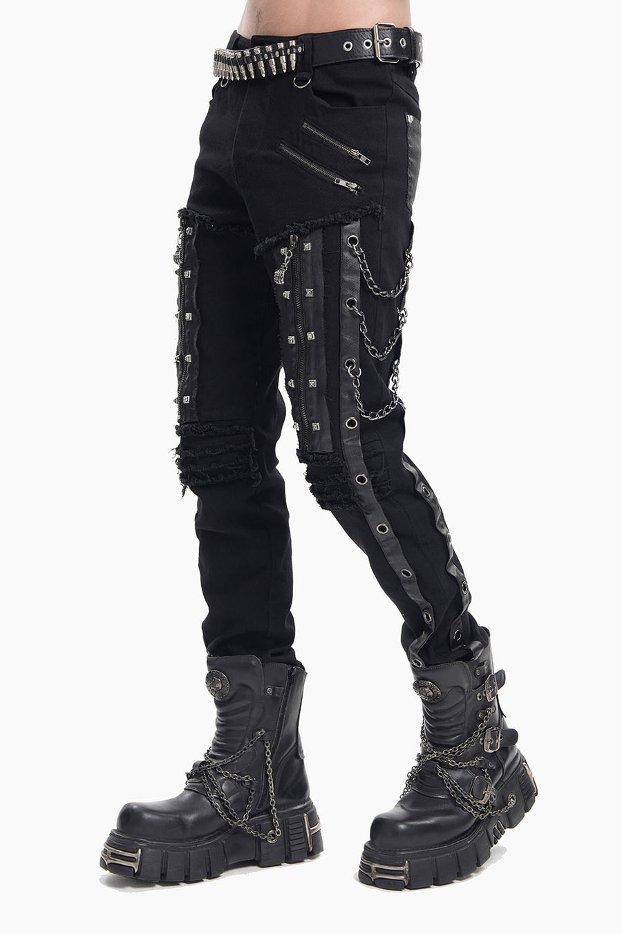 mens chain studded pants