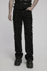 mens black distressed rocker baggy fit jeans 