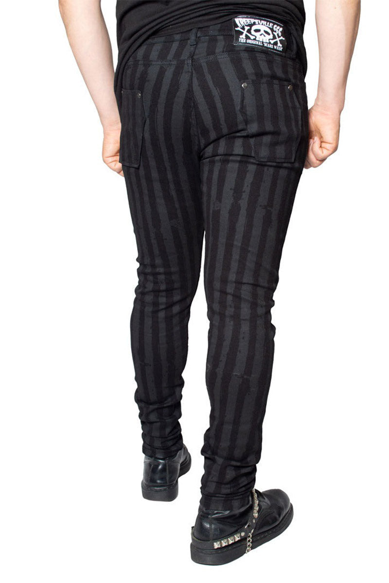 mens grunge striped skinny jeans