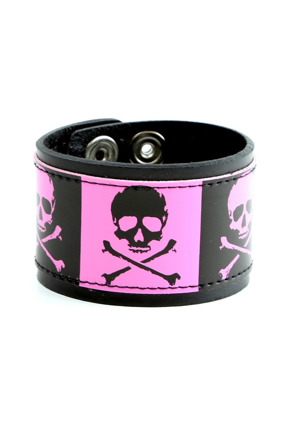 Skull & Crossbones Cuff Bracelet [Pink & Black]