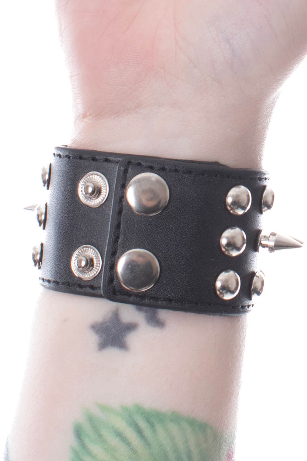 emo studded silver spiked veagn leather cuff bracelet 