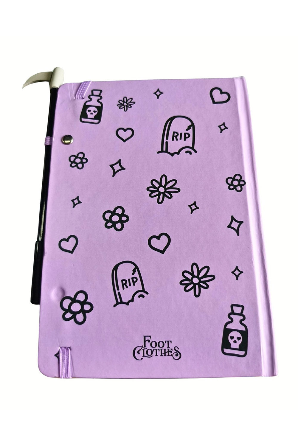 pastel goth grim reaper diary  journal with scythe pen