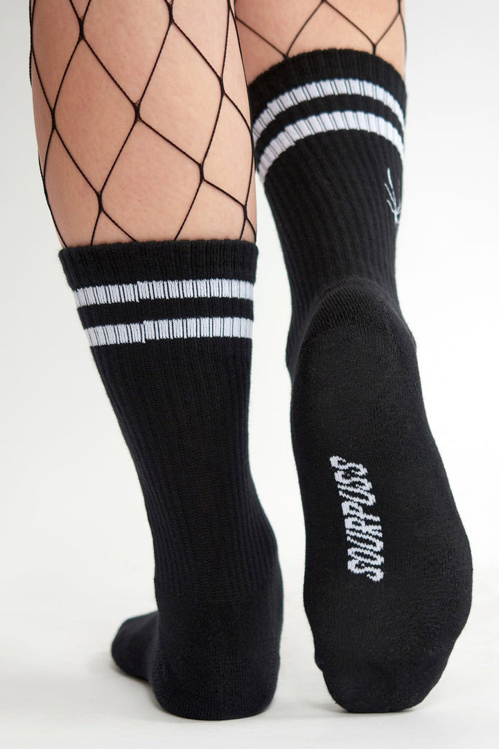 Spider Embroidered Athletic Socks [BLACK]