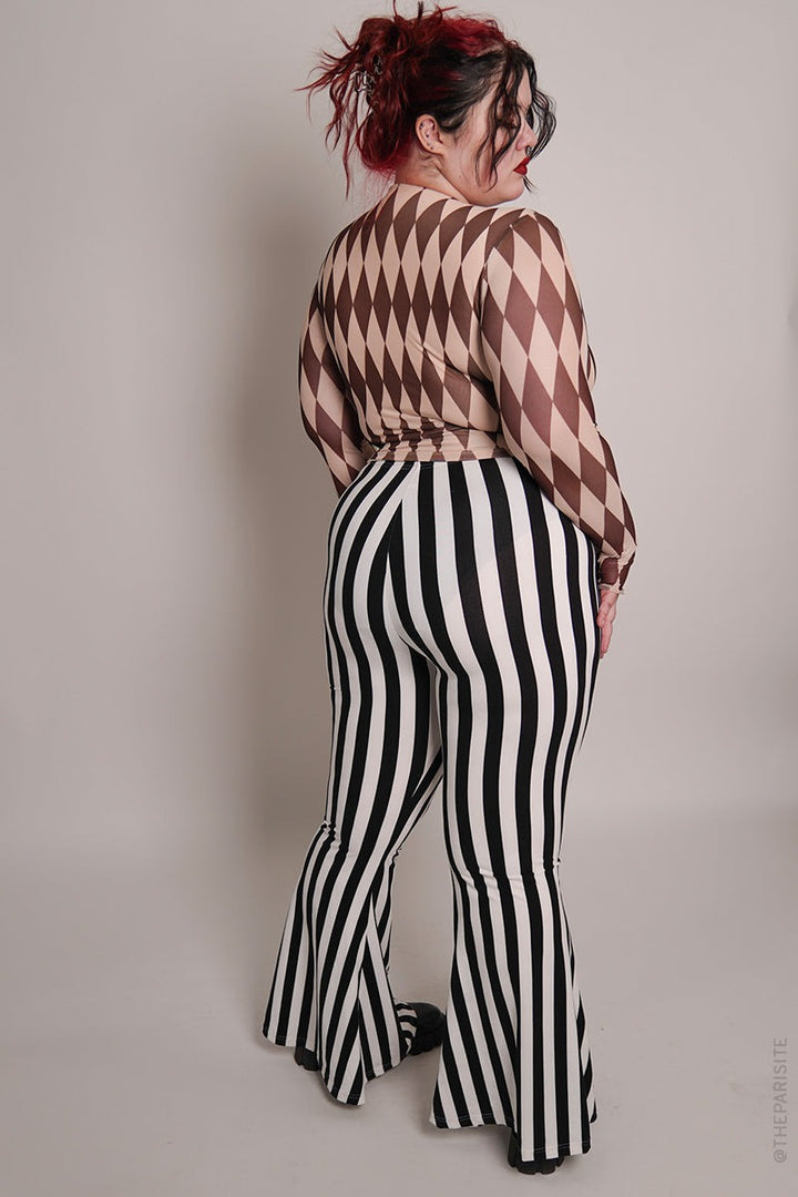 womens striped circus flared pants