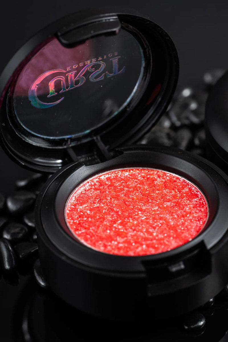 gothic red glittery eye shadow