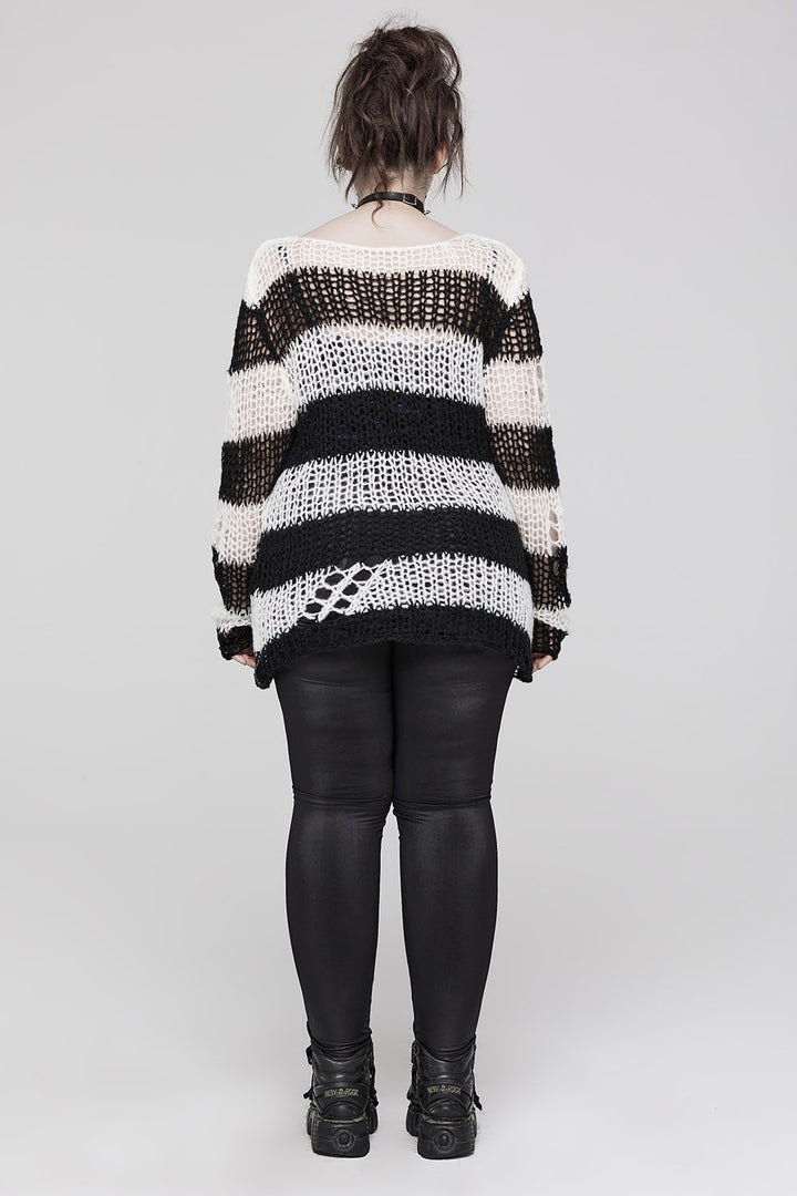 Grunge Gloom Striped Sweater [BLACK/WHITE]