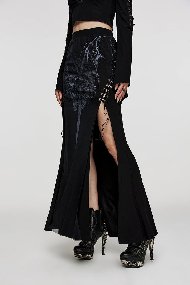 grunge goth maxi skirt