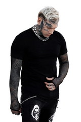 Graveyard Goth Fishnet Sleeve Shirt