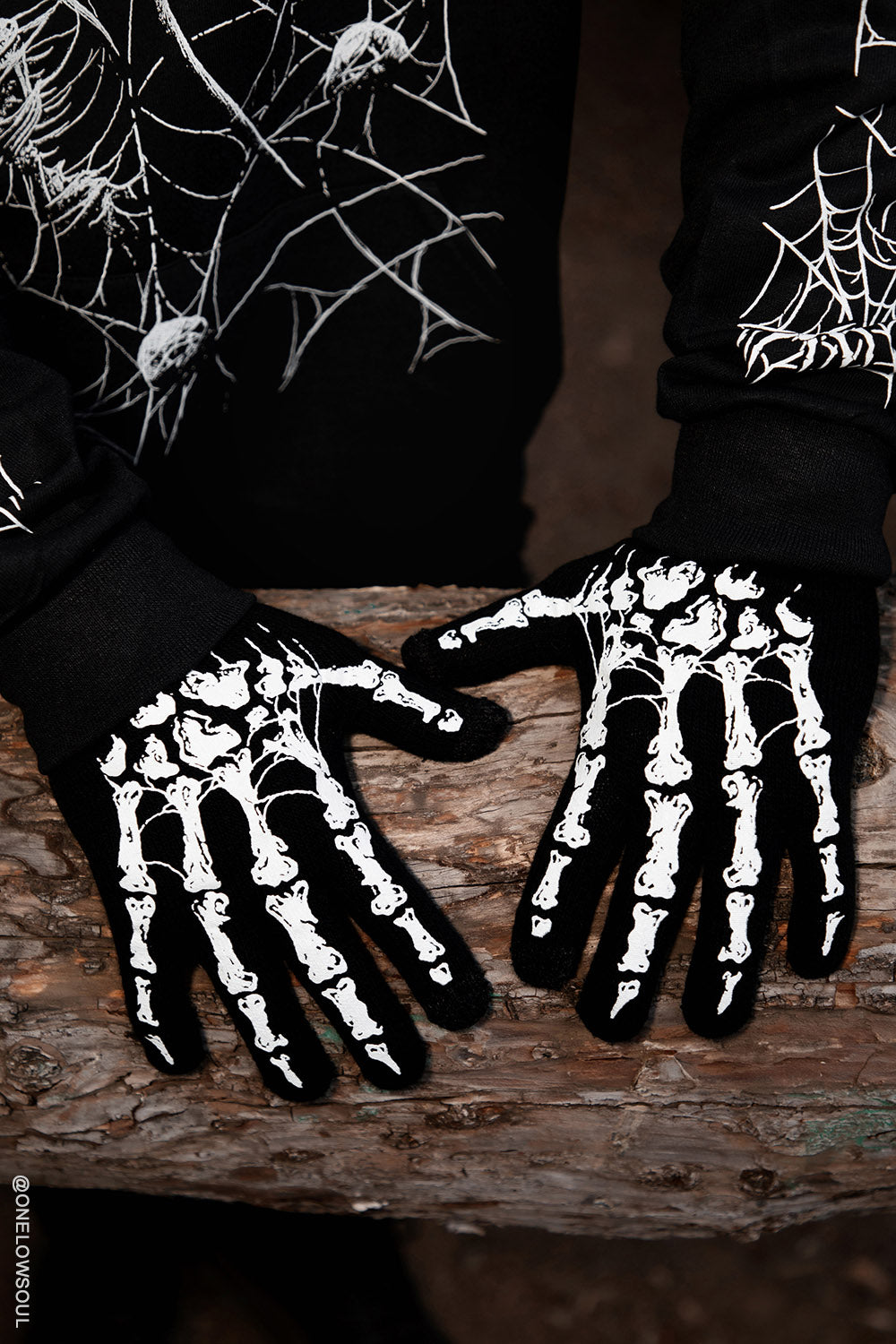 Zac's Alter Ego Skelet Glow In The Dark vingerloze handschoenen - horro Zac's Alter Ego Skelet Glow In The Dark vingerloze handschoenen - horro