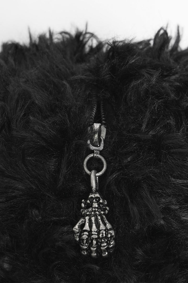 black monster funny novelty gothic handbag with zippered compartment 