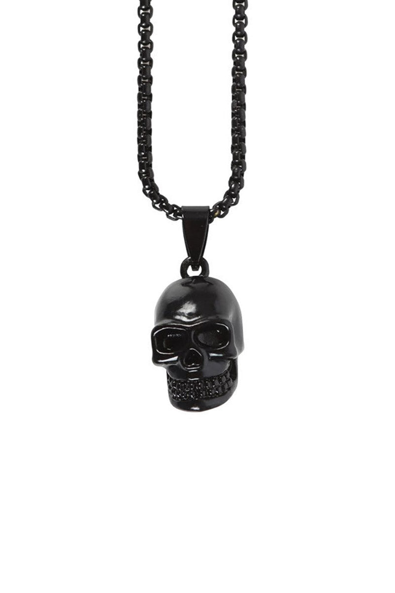 long punk skull necklace