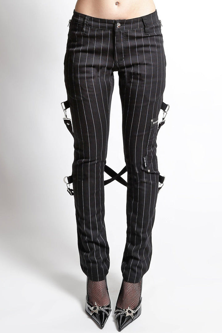 womens black and white pinstripe pants