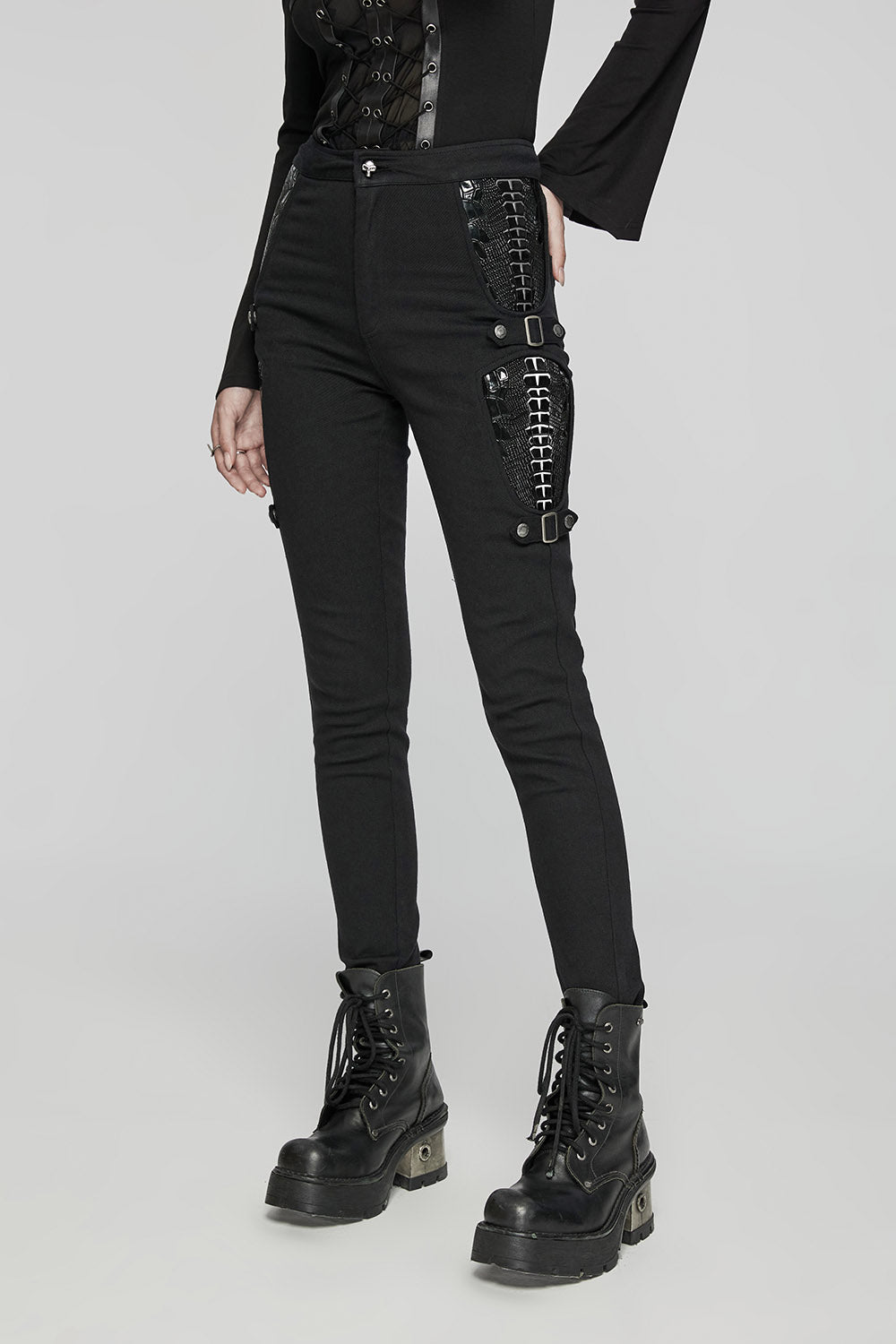 black punk skinny jeans