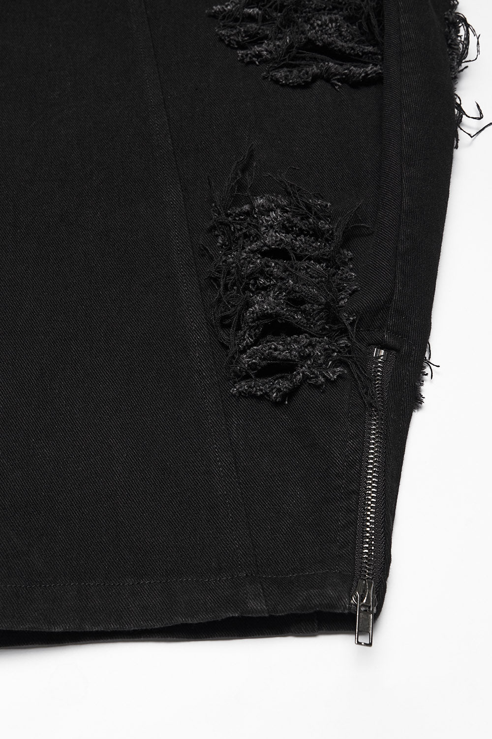 zippered mens distressed black baggy pants