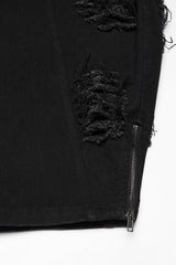 zippered mens distressed black baggy pants