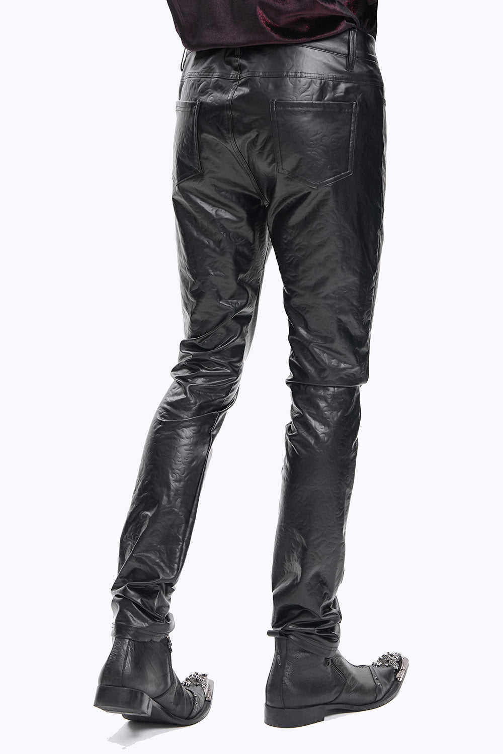 mens slim fit vegan leather pants