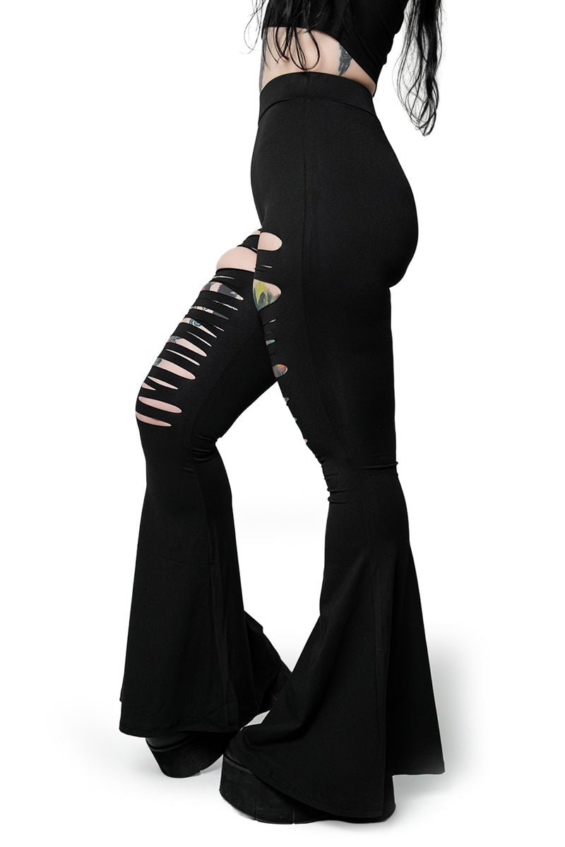 womens high-rise shredded cut-out emo pants