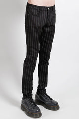mens black and white emo pinstripe skinny jeans