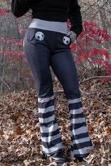womens dark kawaii scene girl grey and black striped flares