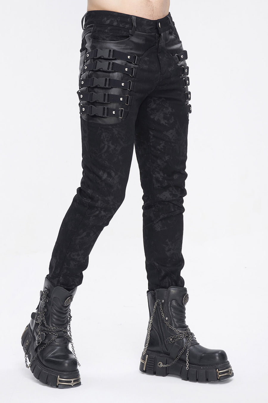 mens buckle black jeans