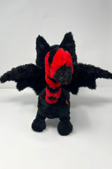 vampire bat skeleton cat plushie toy stuffed animal with a striped tail 