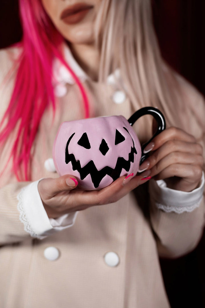 pastel goth pumpkin mug