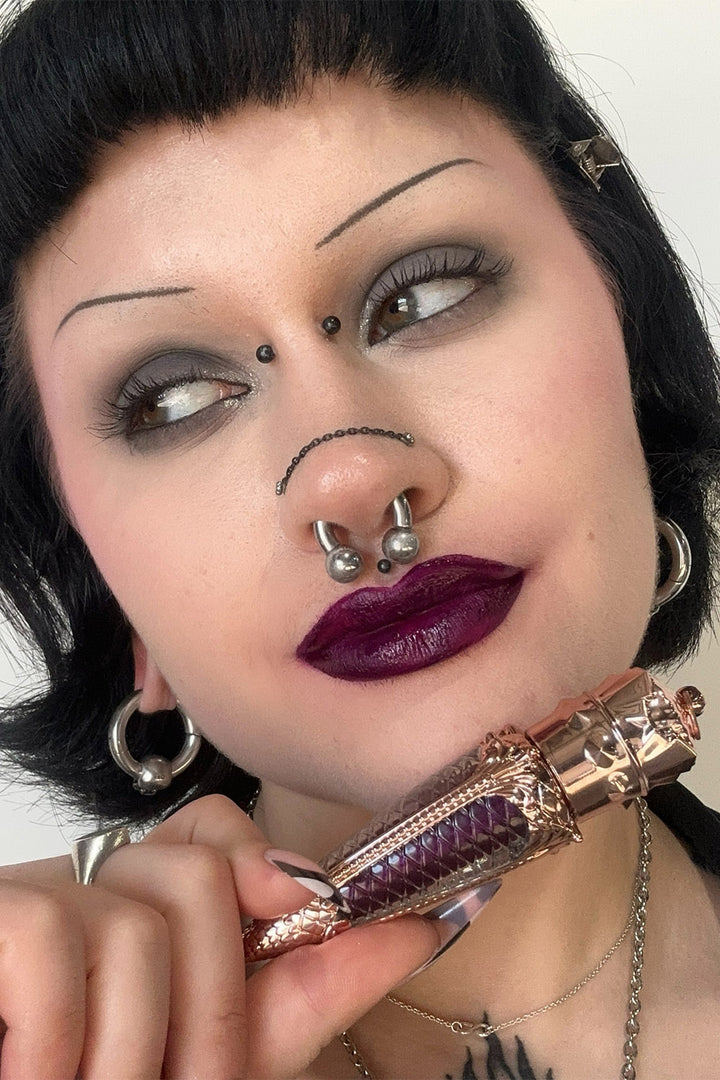 witchy deep purple lipstick