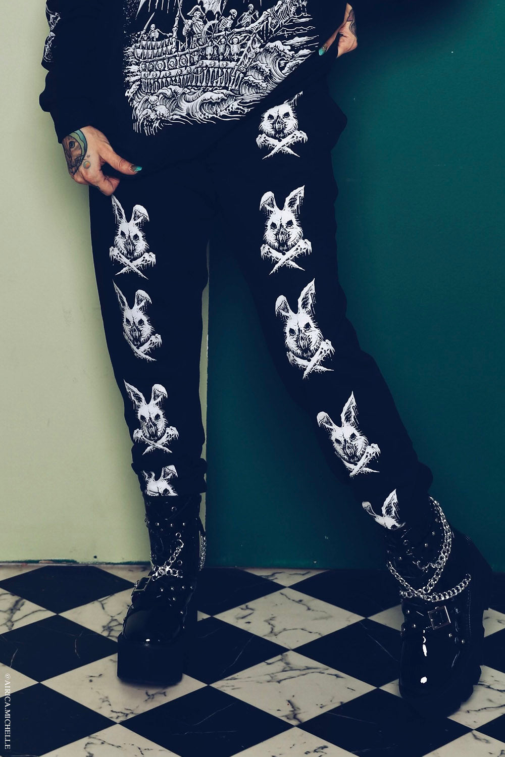 skull and crossbones bunny rabbit easter clothing 