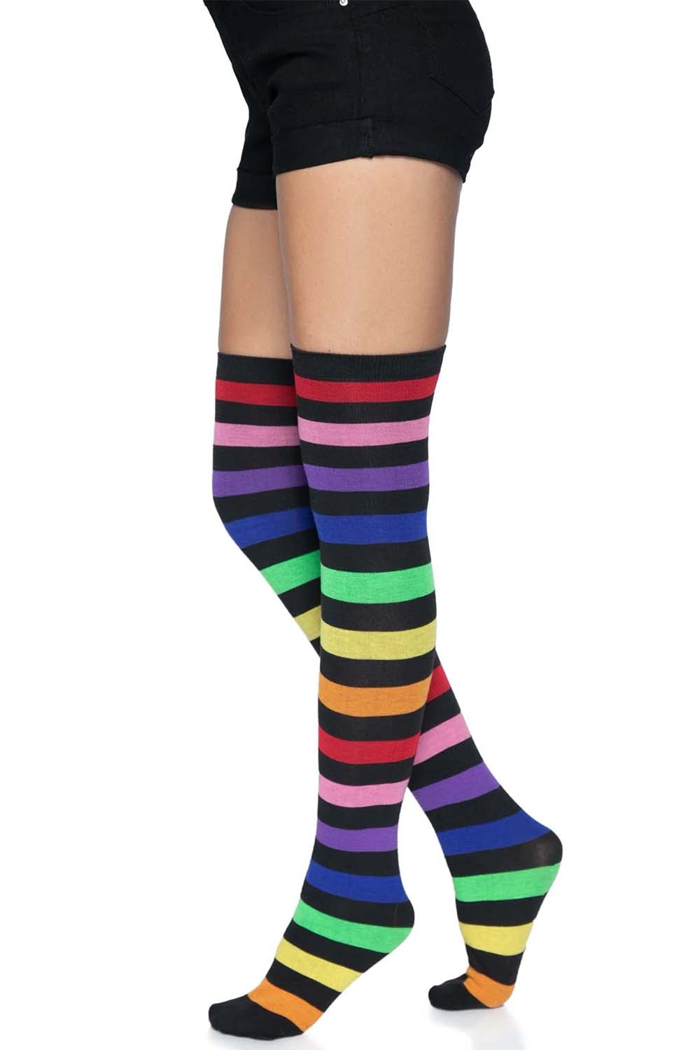 Emo Rainbow Thigh High Socks - socks & stockings - VampireFreaks - Leg Avenue