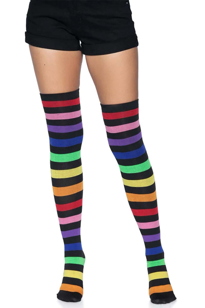 Emo Rainbow Thigh High Socks - socks & stockings - VampireFreaks - Leg Avenue