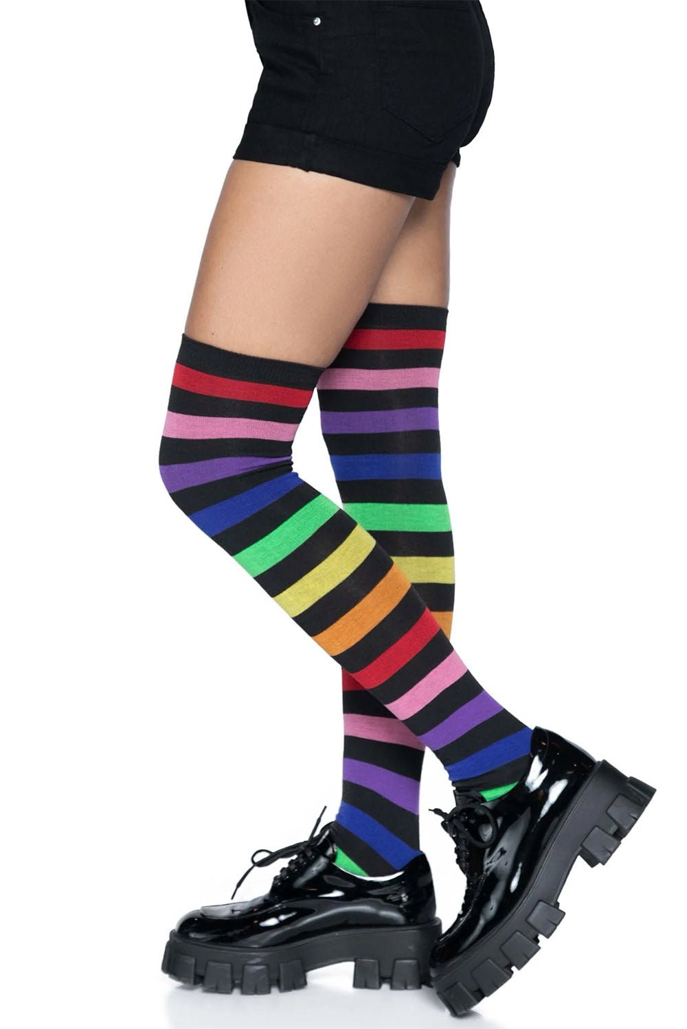 Emo Rainbow Thigh High Socks - socks & stockings - VampireFreaks - Leg Avenue