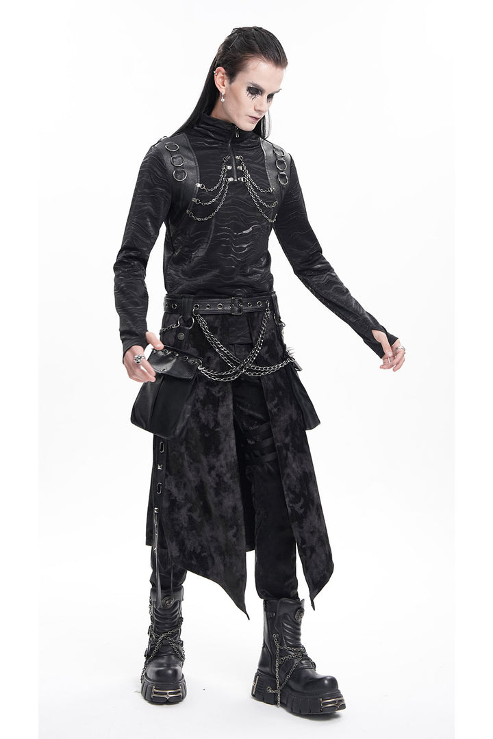 mens cyber goth long sleeve black  turtleneck top