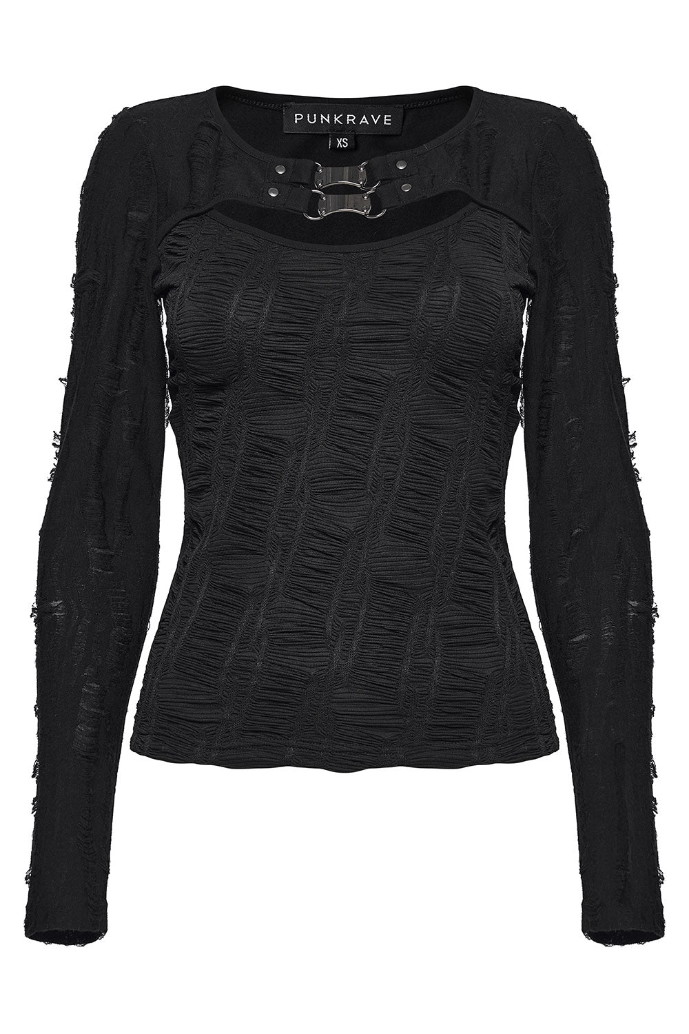 distressed long sleeve gothic top