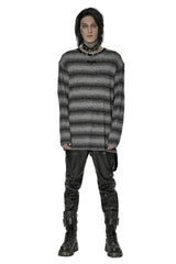 mens grey and black striped sweater top by punk rave