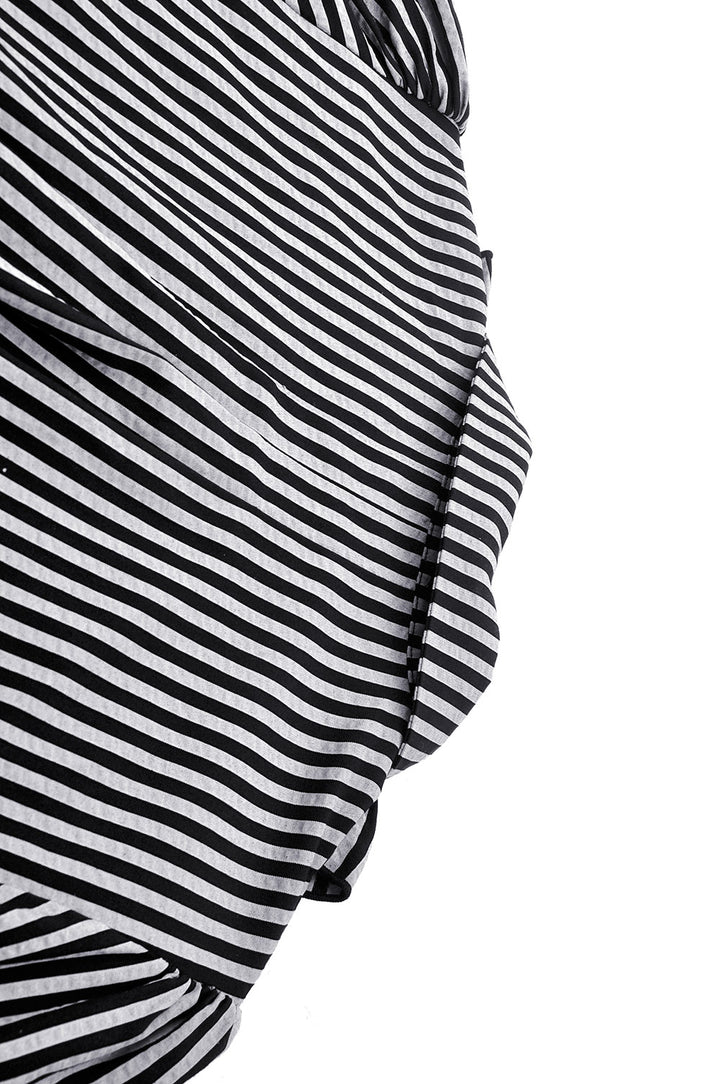 striped grey and black long sleeve top 