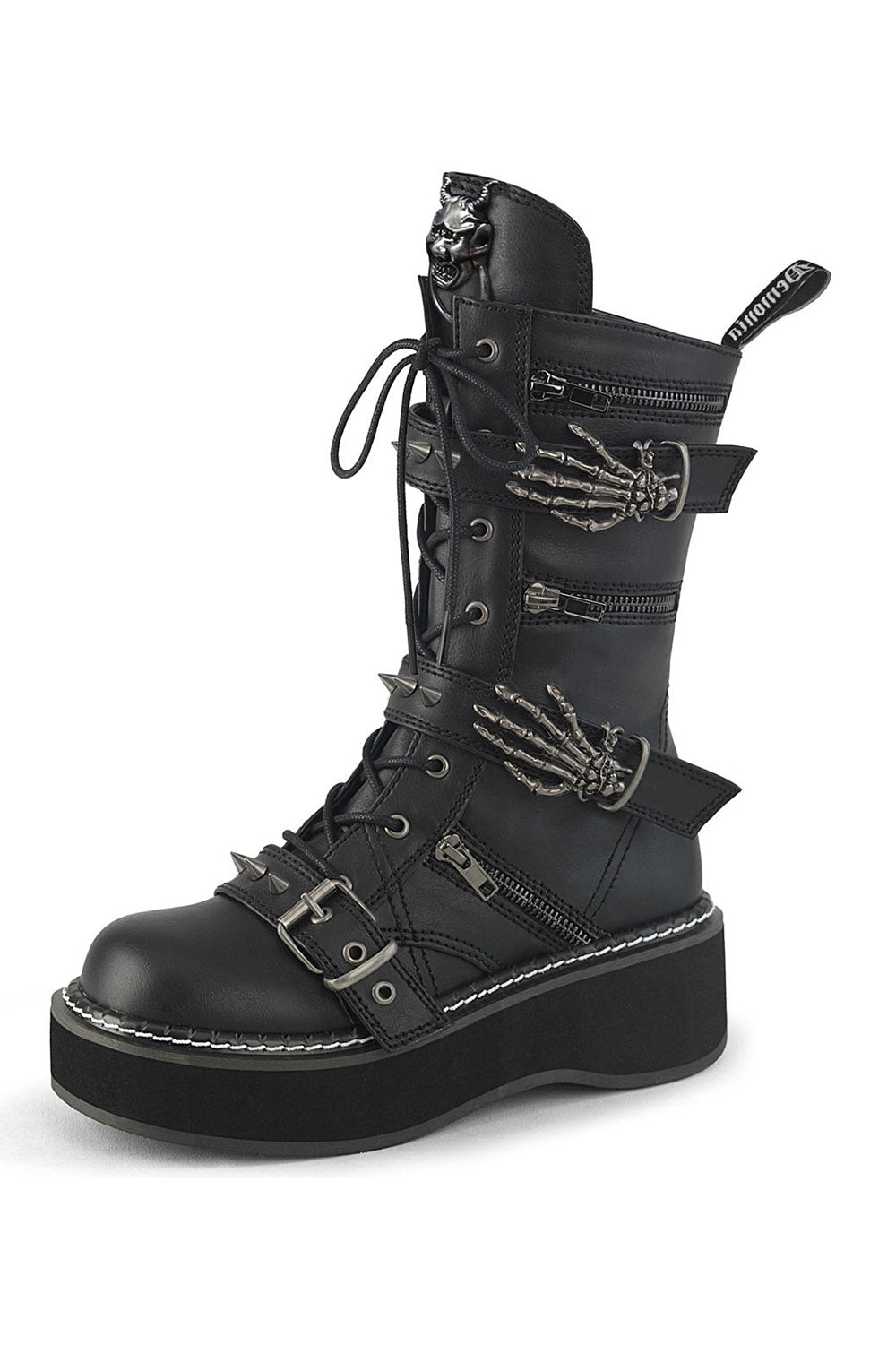 womens punk skeleton buckled demonia boots