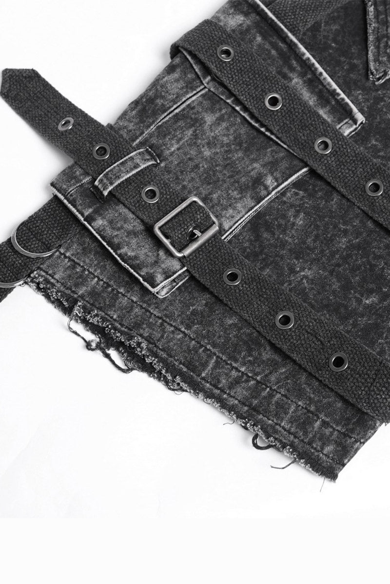 mens buckled punk shorts by devil fashion