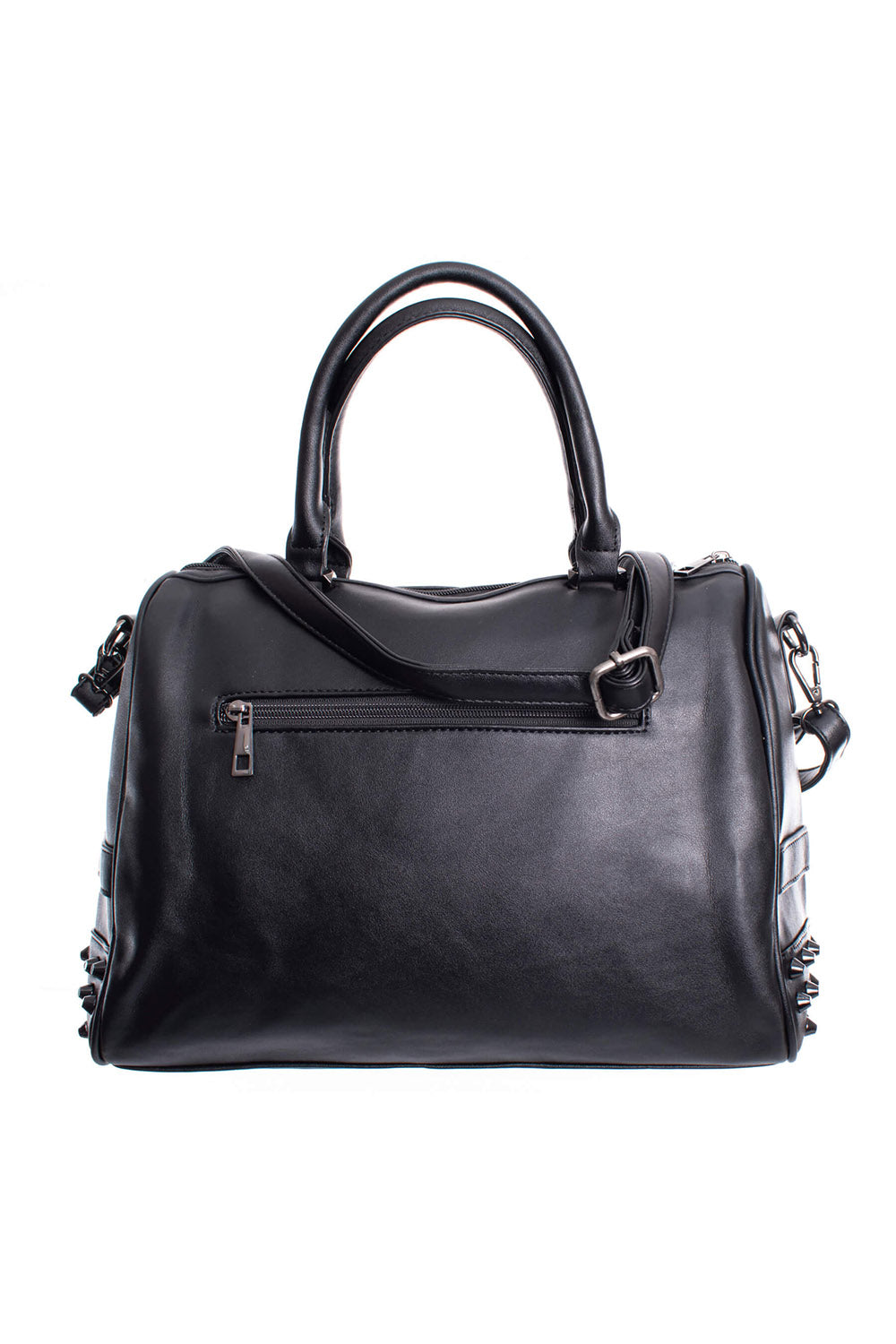 gothic black vegan leather small handbag