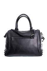 gothic black vegan leather small handbag