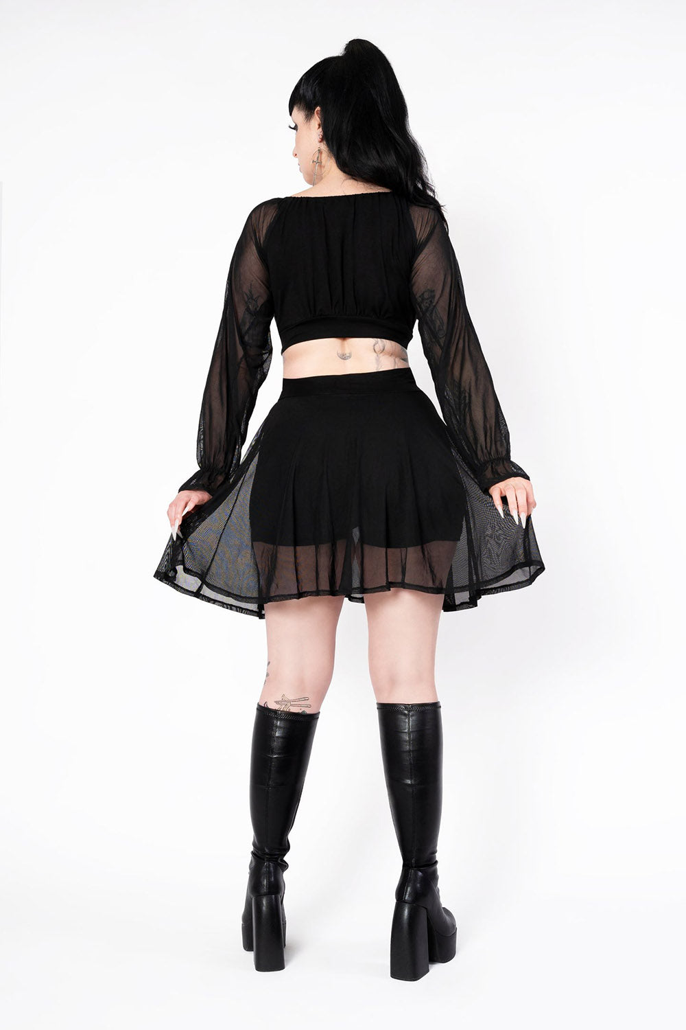 womens mesh gothic with built in shorts underneath