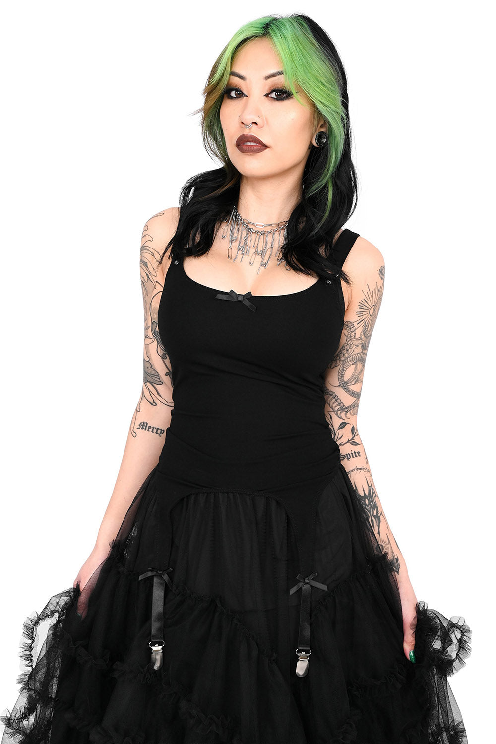 womens gothic tank top with garter belt