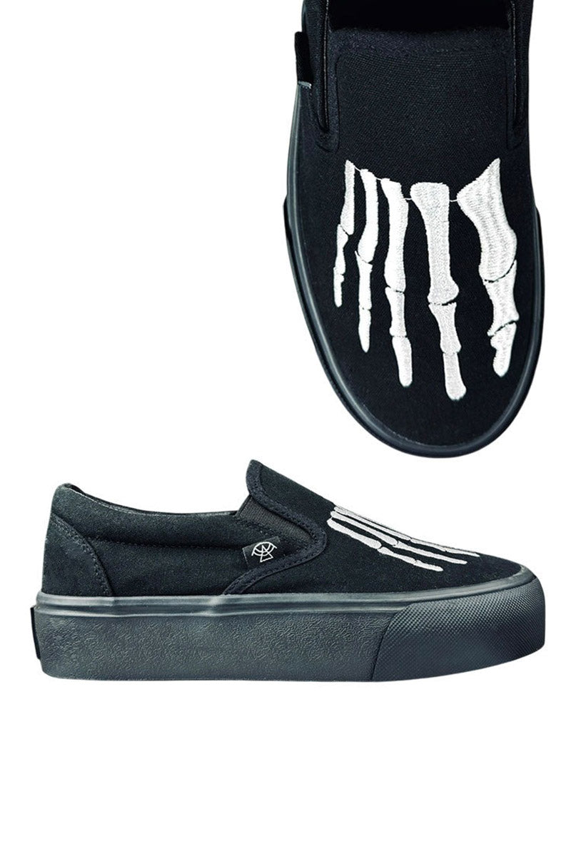 Chill Bones Slip-On Skate Shoes [Black/White]