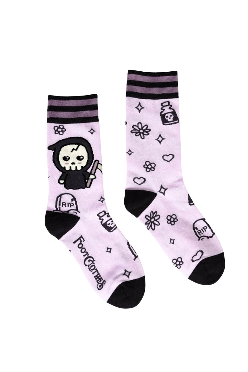 knitted pink pastel goth socks by footclothes