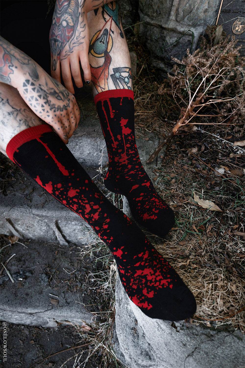 spooky scary blood socks