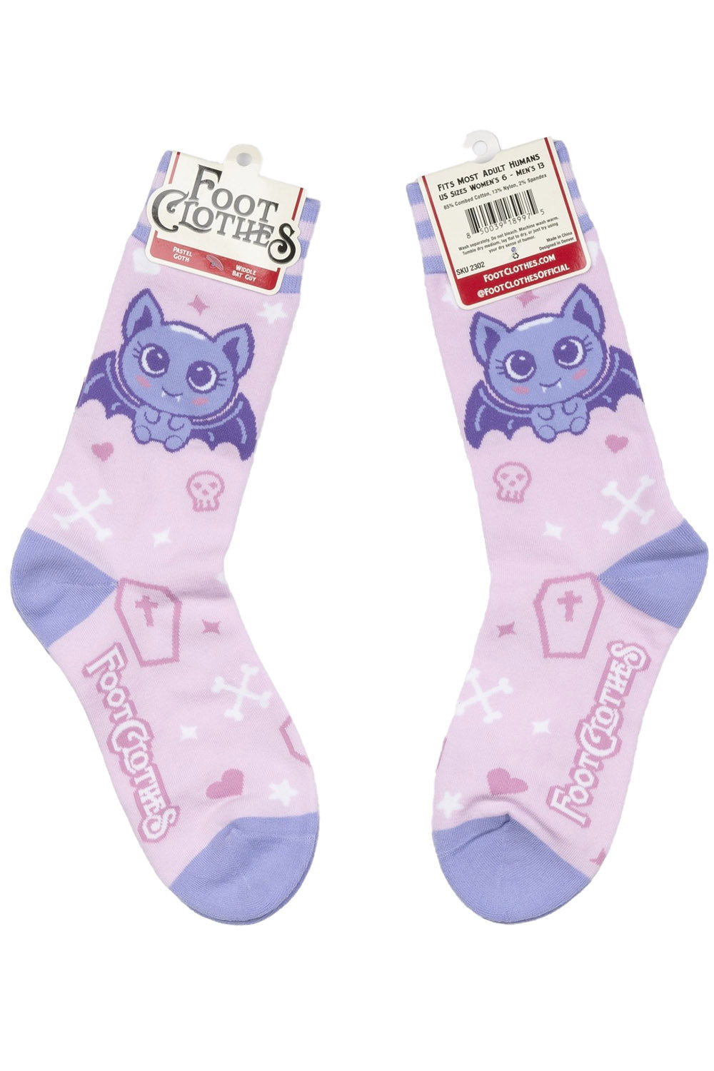 purple bat knitted pastel goth socks